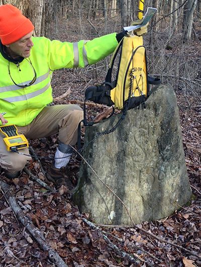 Surveyor at Boundary Marker From 1886
